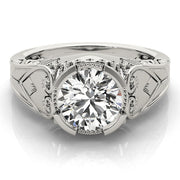 Timeless Antique Round Diamond Engagement Ring in 10K/14K gold and platinum with certified lab-grown or natural diamonds