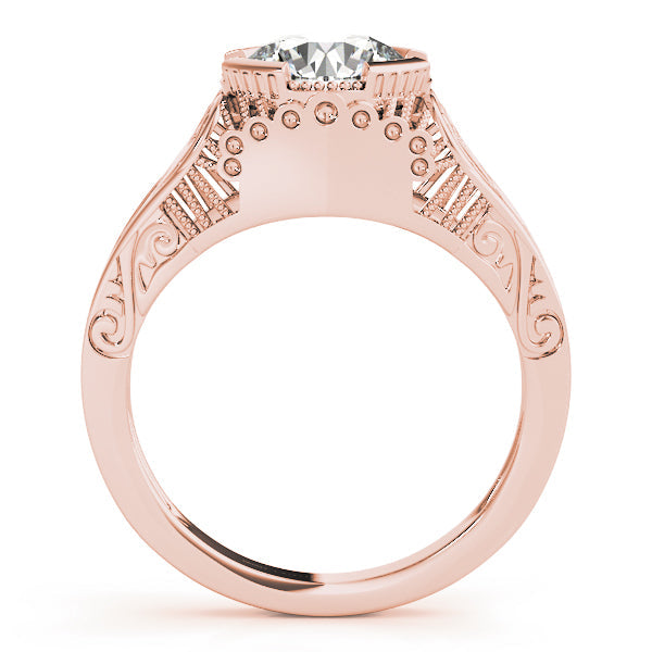 Timeless Antique Round Diamond Engagement Ring in 10K/14K gold and platinum with certified lab-grown or natural diamonds