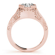 Timeless Antique Round Diamond Engagement Ring in 10K/14K gold and platinum with certified lab-grown or natural diamonds