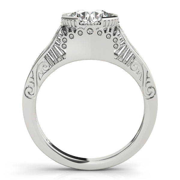 Timeless Antique Round Diamond Engagement Ring in 10K/14K gold and platinum with certified lab-grown or natural diamonds