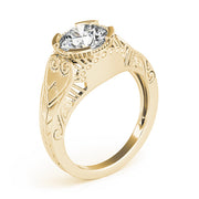 Timeless Antique Round Diamond Engagement Ring in 10K/14K gold and platinum with certified lab-grown or natural diamonds