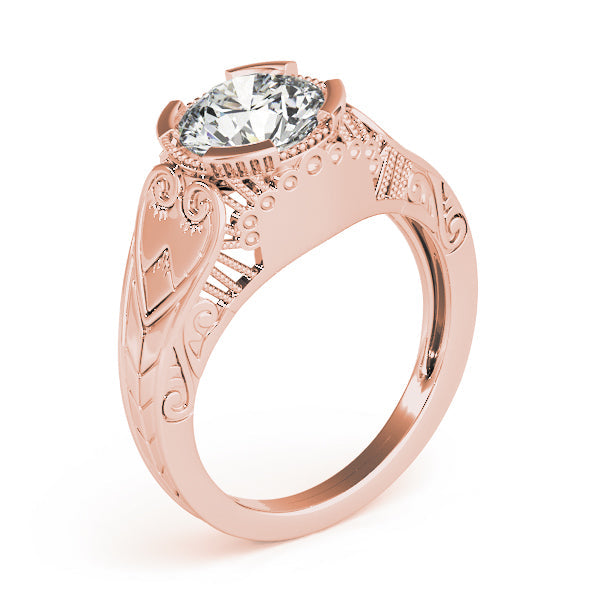 Timeless Antique Round Diamond Engagement Ring in 10K/14K gold and platinum with certified lab-grown or natural diamonds