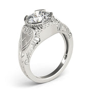 Timeless Antique Round Diamond Engagement Ring in 10K/14K gold and platinum with certified lab-grown or natural diamonds