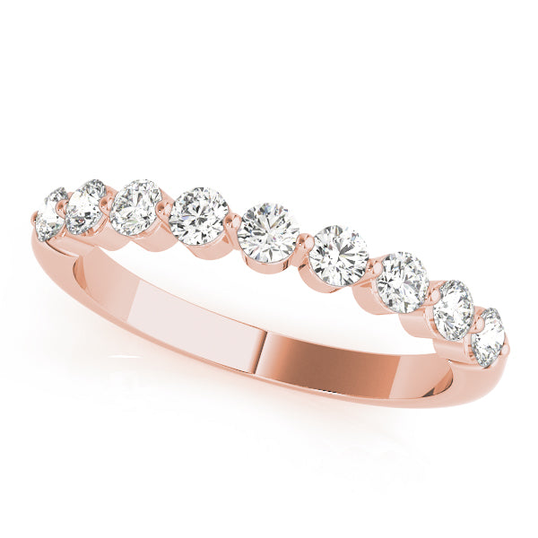 Single Shared Prong Half Eternity Ring in Gold & Platinum
