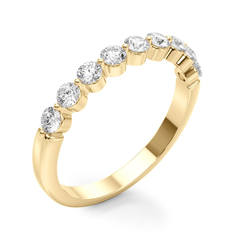 Single Shared Prong Half Eternity Ring in Gold & Platinum