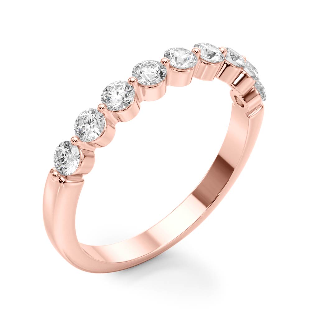 Single Shared Prong Half Eternity Ring in Gold & Platinum