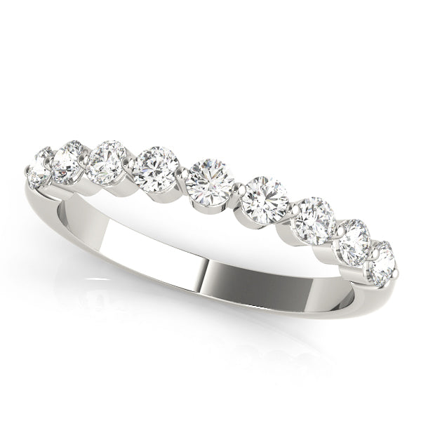 Single Shared Prong Half Eternity Ring in Gold & Platinum