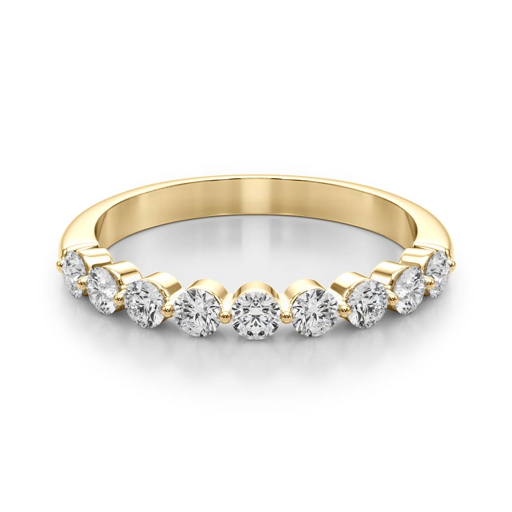 Single Shared Prong Half Eternity Ring in Gold & Platinum