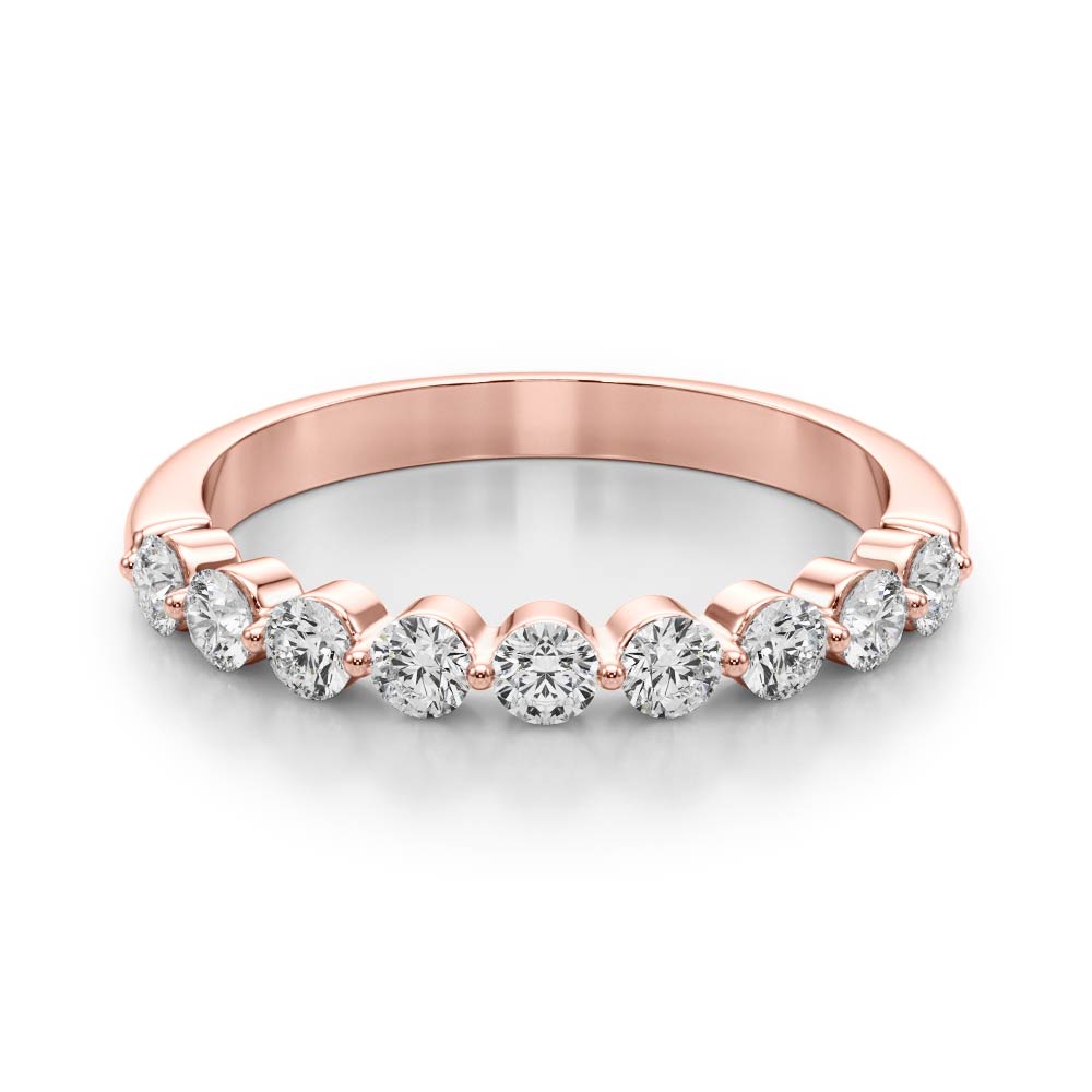 Single Shared Prong Half Eternity Ring in Gold & Platinum