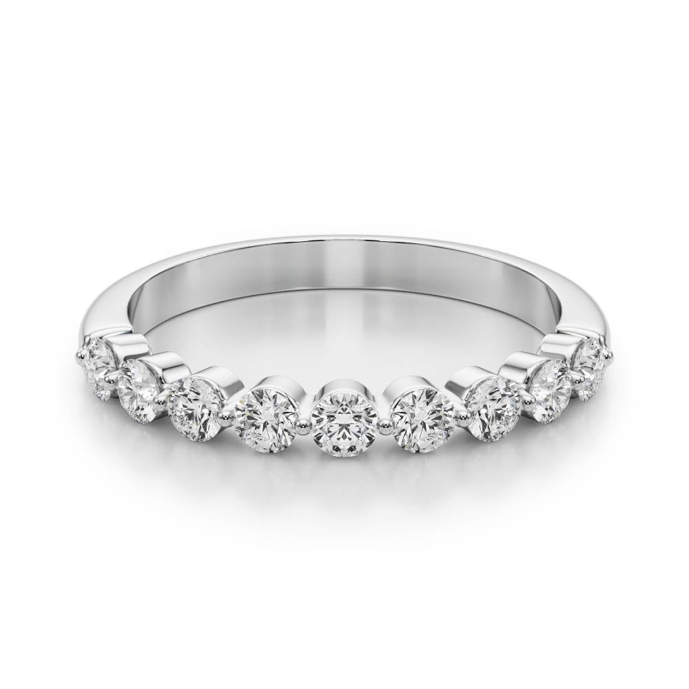 Single Shared Prong Half Eternity Ring in Gold & Platinum