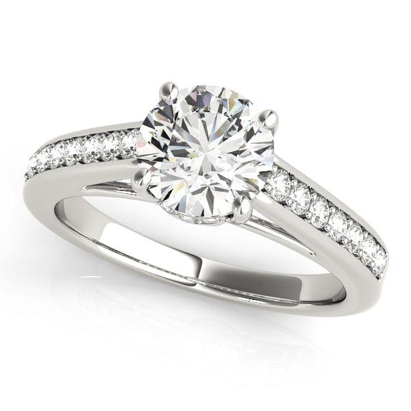 Heirloom Prong-Set Round Diamond Engagement Ring in 10K/14K gold and platinum with certified lab-grown or natural diamonds