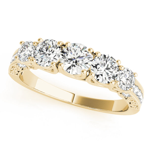 Prong Set Milgrain Trellis Half Eternity Ring in 10K/14K gold and platinum with certified lab-grown or natural diamonds