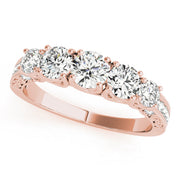 Prong Set Milgrain Trellis Half Eternity Ring in Gold & Platinum
