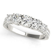 Prong Set Milgrain Trellis Half Eternity Ring in Gold & Platinum