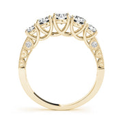 Prong Set Milgrain Trellis Half Eternity Ring in Gold & Platinum