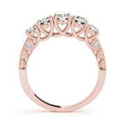 Prong Set Milgrain Trellis Half Eternity Ring in Gold & Platinum