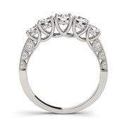 Prong Set Milgrain Trellis Half Eternity Ring in Gold & Platinum