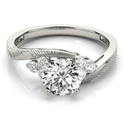 Signature Cluster Sides Round Diamond Engagement Ring in 10K/14K gold and platinum with certified lab-grown or natural diamonds