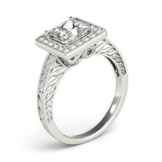 Exquisite Halo Princess Diamond Engagement Ring in 10K/14K gold and platinum with certified lab-grown or natural diamonds