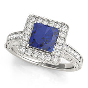 Exquisite Halo Princess Diamond Engagement Ring in 10K/14K gold and platinum with certified lab-grown or natural diamonds