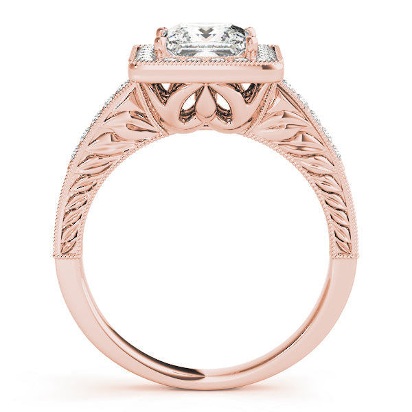 Exquisite Halo Princess Diamond Engagement Ring in 10K/14K gold and platinum with certified lab-grown or natural diamonds