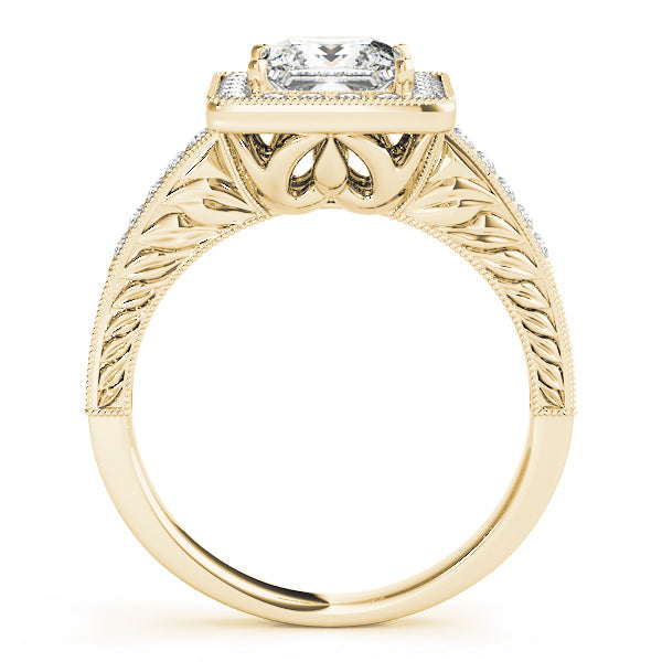 Exquisite Halo Princess Diamond Engagement Ring in 10K/14K gold and platinum with certified lab-grown or natural diamonds
