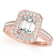 Regal Halo Emerald Diamond Engagement Ring in 10K/14K gold and platinum with certified lab-grown or natural diamonds
