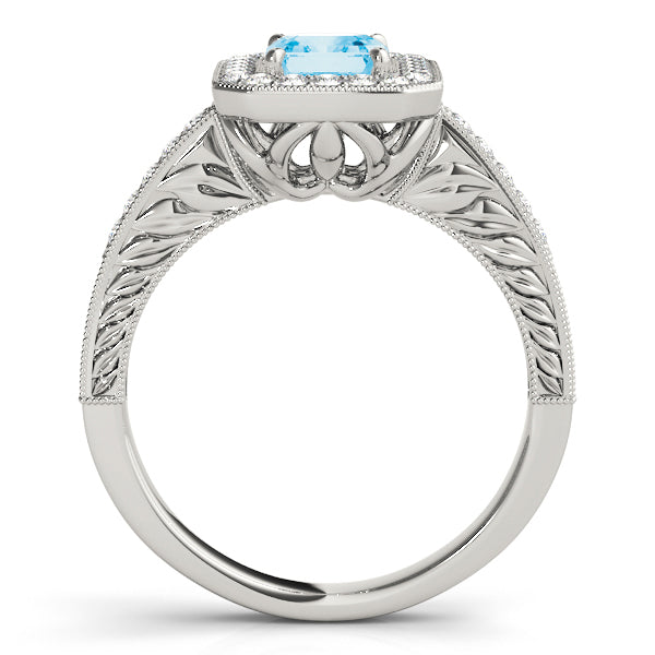 Regal Halo Emerald Diamond Engagement Ring in 10K/14K gold and platinum with certified lab-grown or natural diamonds