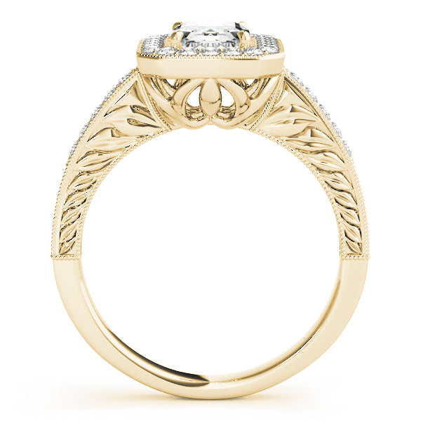 Regal Halo Emerald Diamond Engagement Ring in 10K/14K gold and platinum with certified lab-grown or natural diamonds
