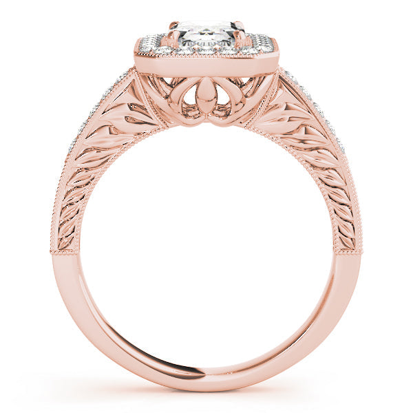 Regal Halo Emerald Diamond Engagement Ring in 10K/14K gold and platinum with certified lab-grown or natural diamonds