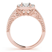 Regal Halo Emerald Diamond Engagement Ring in 10K/14K gold and platinum with certified lab-grown or natural diamonds