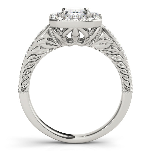 Regal Halo Emerald Diamond Engagement Ring in 10K/14K gold and platinum with certified lab-grown or natural diamonds