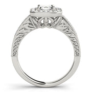 Regal Halo Emerald Diamond Engagement Ring in 10K/14K gold and platinum with certified lab-grown or natural diamonds
