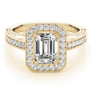 Regal Halo Emerald Diamond Engagement Ring in 10K/14K gold and platinum with certified lab-grown or natural diamonds