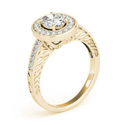 Sophisticated Halo Oval Diamond Engagement Ring in 10K/14K gold and platinum with certified lab-grown or natural diamonds