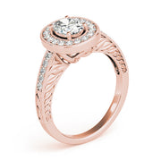Sophisticated Halo Oval Diamond Engagement Ring in 10K/14K gold and platinum with certified lab-grown or natural diamonds