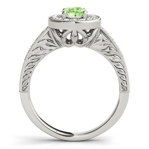Sophisticated Halo Oval Diamond Engagement Ring in 10K/14K gold and platinum with certified lab-grown or natural diamonds