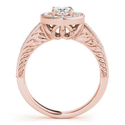 Sophisticated Halo Oval Diamond Engagement Ring in 10K/14K gold and platinum with certified lab-grown or natural diamonds