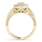 Sophisticated Halo Oval Diamond Engagement Ring in 10K/14K gold and platinum with certified lab-grown or natural diamonds