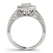 Sophisticated Halo Oval Diamond Engagement Ring in 10K/14K gold and platinum with certified lab-grown or natural diamonds