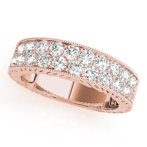Pave Half Eternity Ring in Gold & Platinum