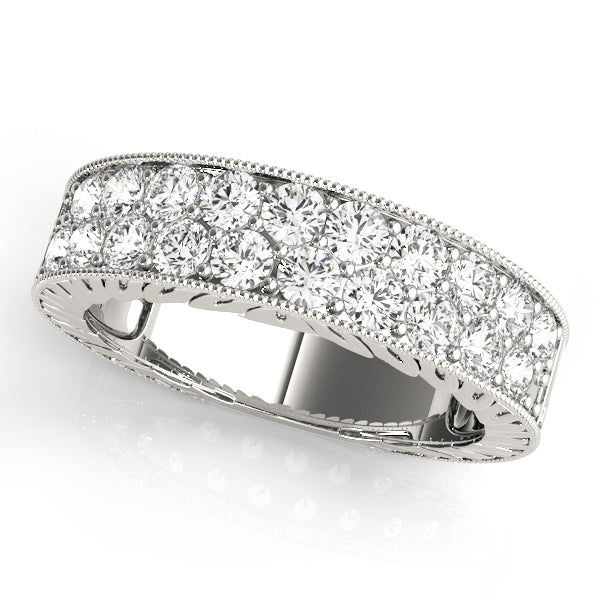 Pave Half Eternity Ring in Gold & Platinum