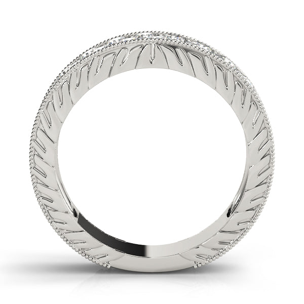 Pave Half Eternity Ring in Gold & Platinum