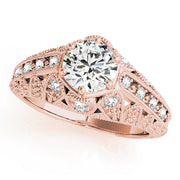 Radiant Antique Round Diamond Engagement Ring in 10K/14K gold and platinum with certified lab-grown or natural diamonds