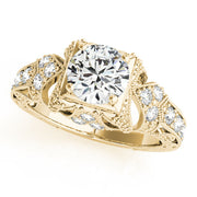 Brilliant Antique Round Diamond Engagement Ring in 10K/14K gold and platinum with certified lab-grown or natural diamonds