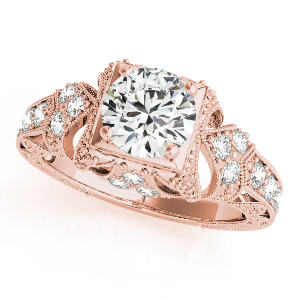 Brilliant Antique Round Diamond Engagement Ring in 10K/14K gold and platinum with certified lab-grown or natural diamonds