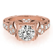 Brilliant Antique Round Diamond Engagement Ring in 10K/14K gold and platinum with certified lab-grown or natural diamonds
