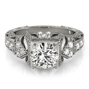 Brilliant Antique Round Diamond Engagement Ring in 10K/14K gold and platinum with certified lab-grown or natural diamonds