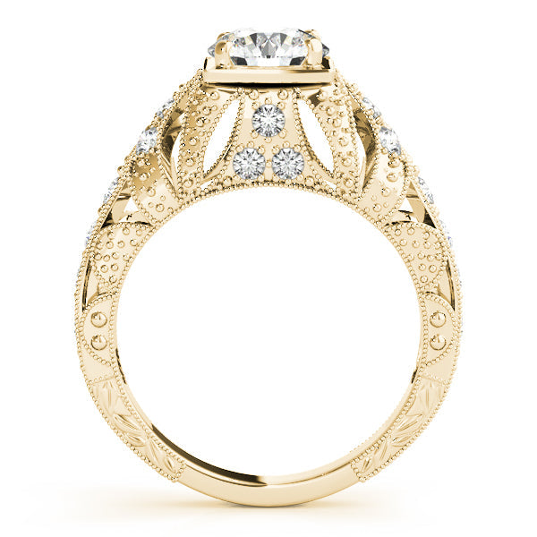 Brilliant Antique Round Diamond Engagement Ring in 10K/14K gold and platinum with certified lab-grown or natural diamonds