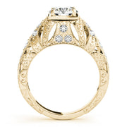 Brilliant Antique Round Diamond Engagement Ring in 10K/14K gold and platinum with certified lab-grown or natural diamonds